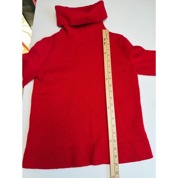 J.Crew Womens Size M Turtle Neck Sweater Wool Blend Red Long Sleeve Minimalist - Picture 7 of 9